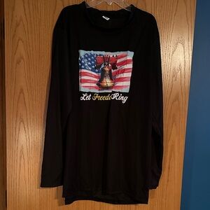 Black Adult Unisex  Long Sleeve Shirt with American Flag Design; NWOT